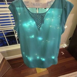 The Limited Teal Blouse with Cutout Detail